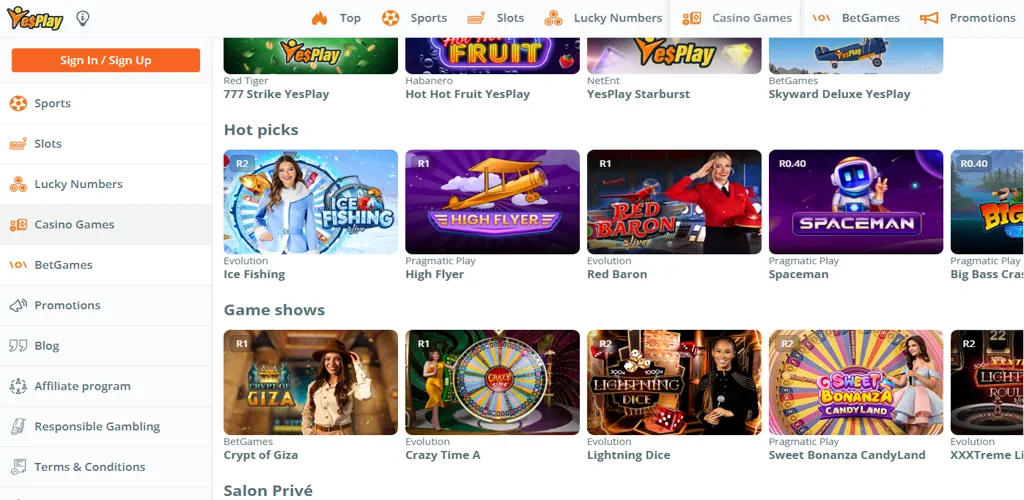 YesPlay South Africa casino and sportsbook background